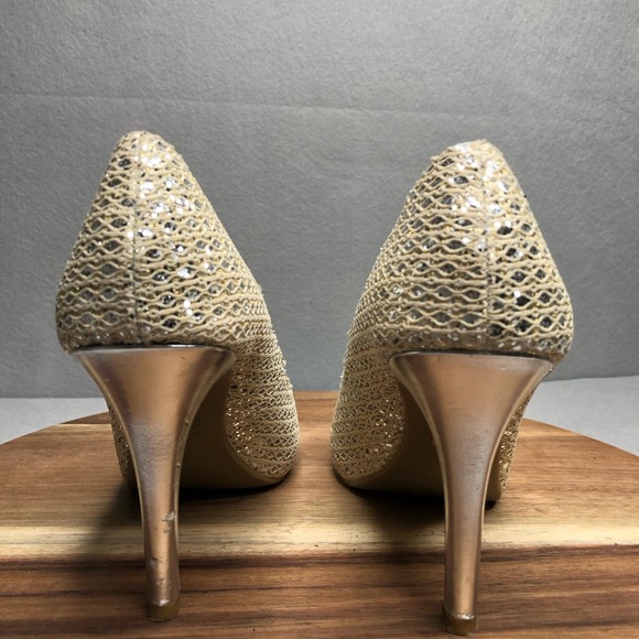Coach and Four Quillan Open Peep Toe Heel Champagne/Silver Sparkle Size 8.5 - Picture 6 of 8